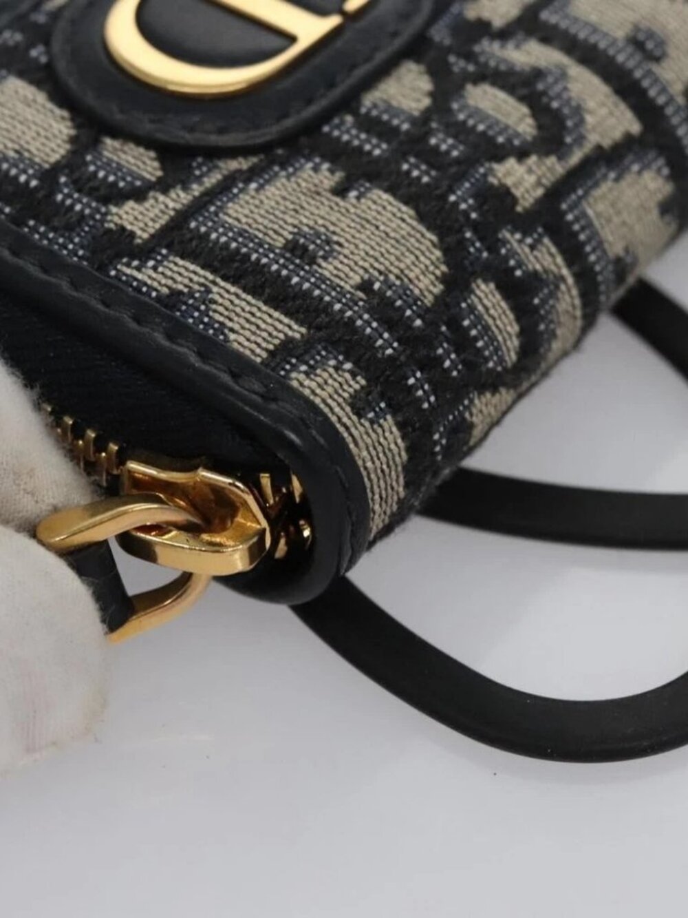 Christian Dior Trotter Canvas Oblique Phone Holder Airpods Case Navy Auth - Picture 9 of 15